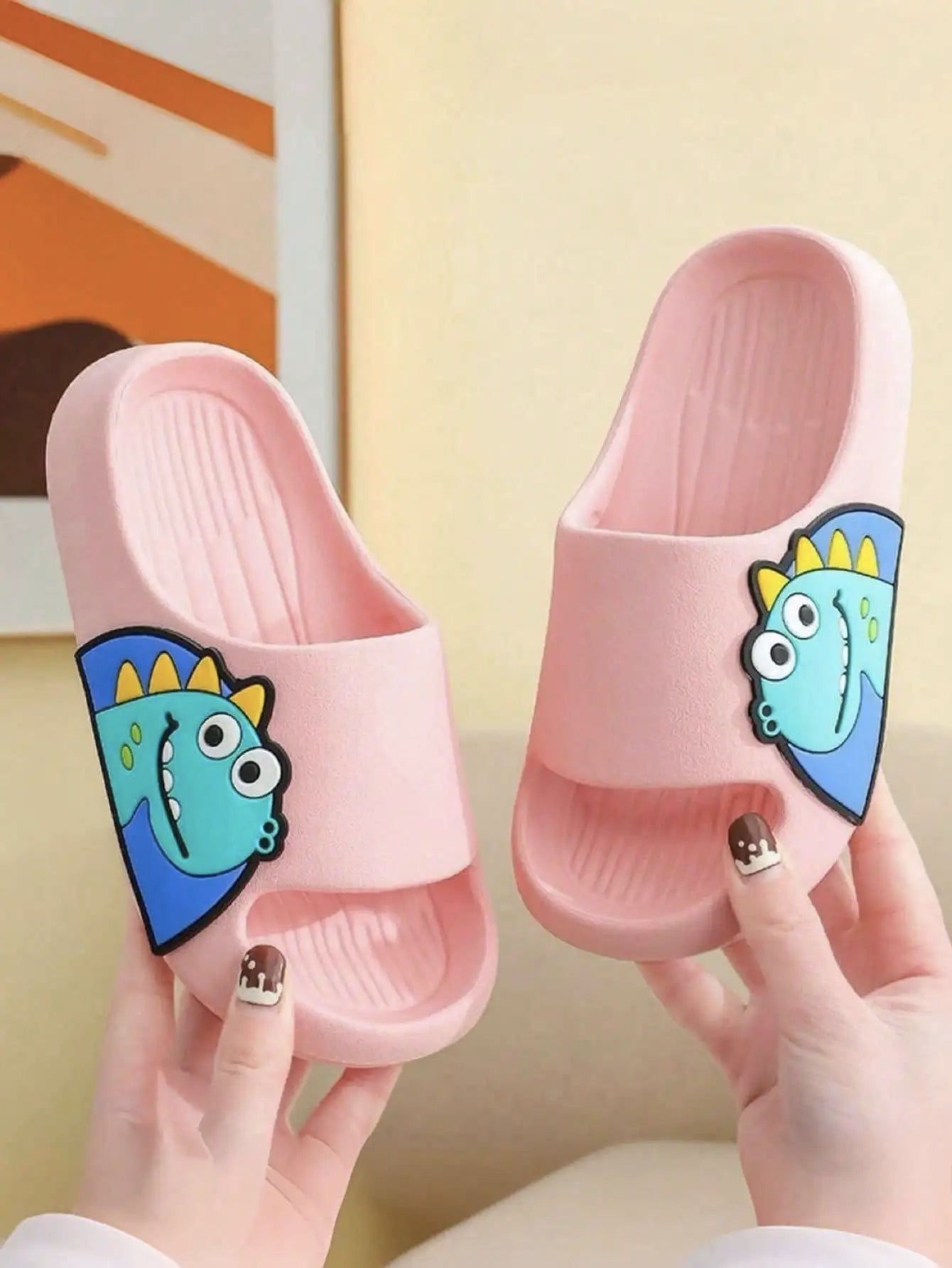 Non-slip soft sole cartoon cute dinosaur sandals for boys/girls bathing at home