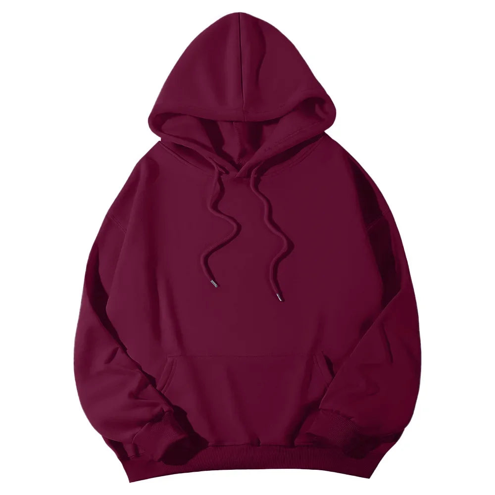 2026 Men's wide Hood Sweatshirt European and American men's and men Sweatshirt Solid Harajuku Long Sleeve Female Loose male Coat
