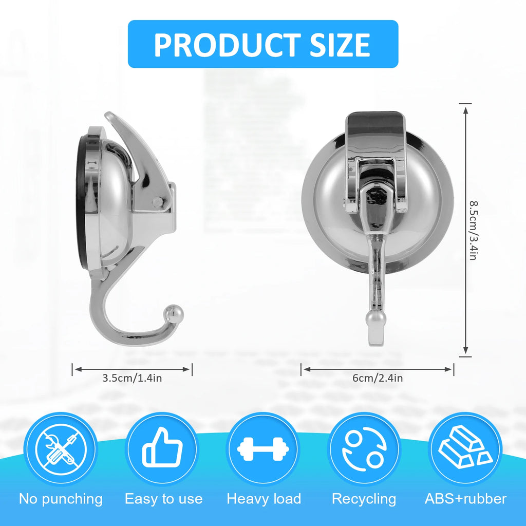 2/4PCS Heavy Duty Vacuum Suction Cup Hooks No Drilling Super Suction Cup HangerRobe Coat Wreath Hook for Shower Kitchen Bathroom