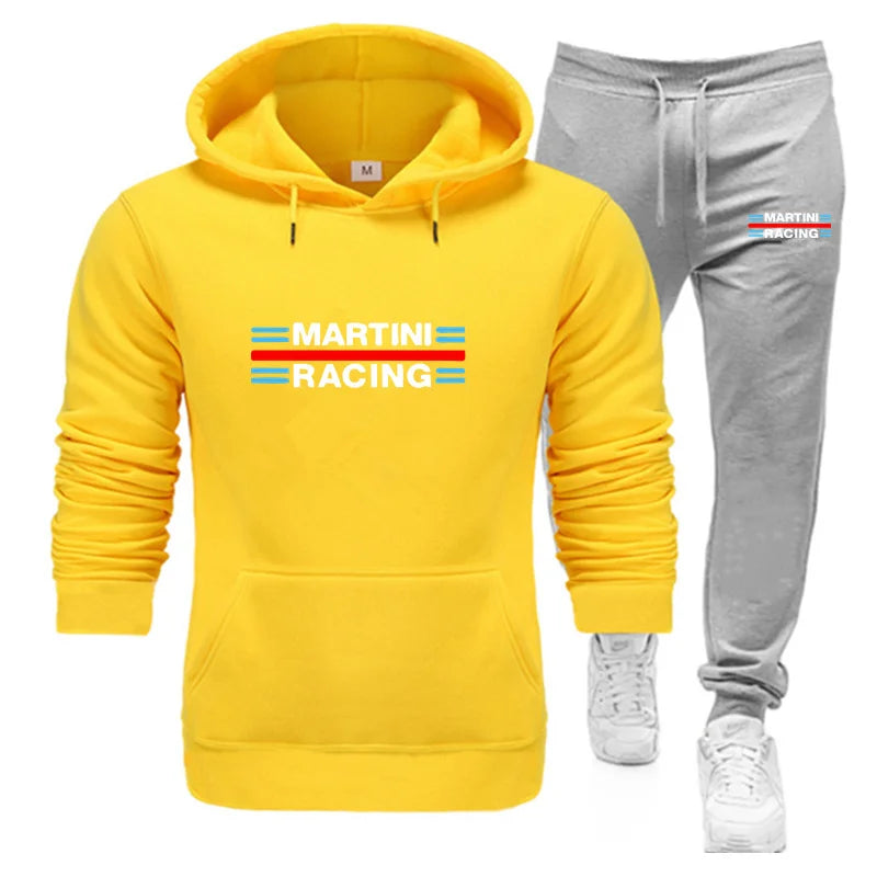 2025 new Martini Racing Hoodie Suit Men's Fashion Hoodie Brand Pants Casual Jogging Suit Sports Wear Sweatshirt Autumn Winter