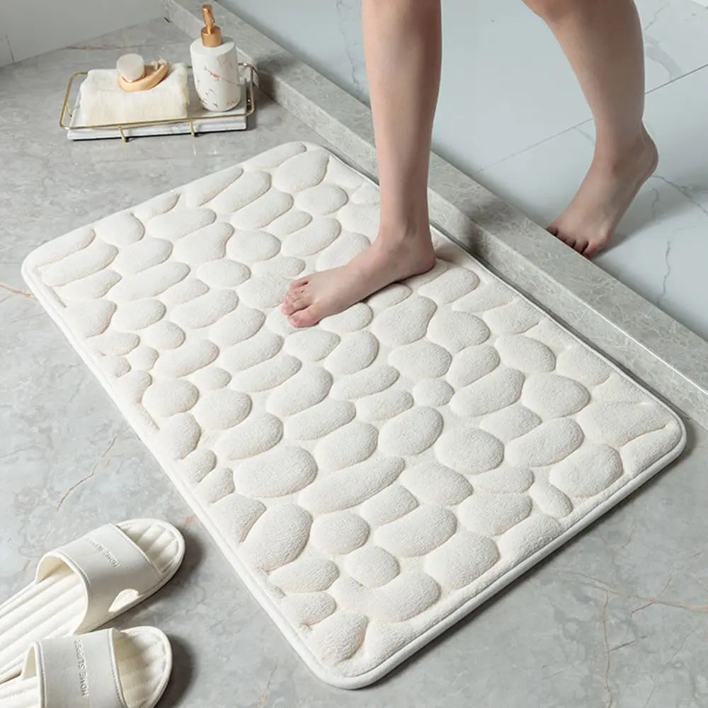 Washable Non-slip Carpets Water Absorption Bath Mat Cobblestone Embossed Floor Rug Doormat