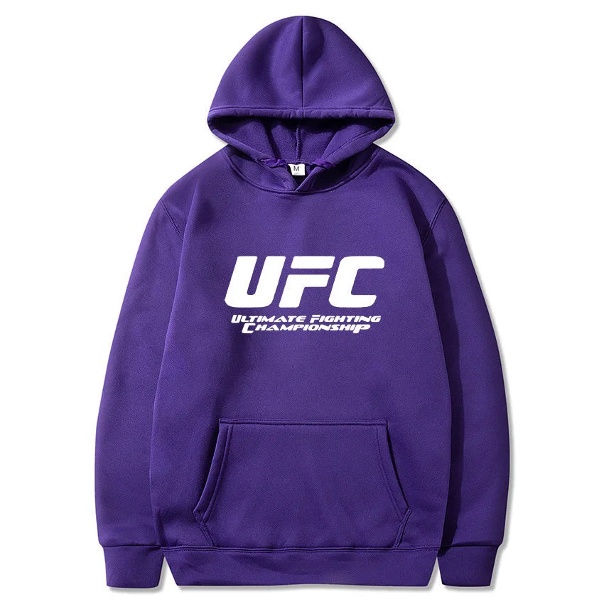 2026 New UFC Men's Hooded Sweatshirt Autumn Winter Polar Print Casual Sports Hooded Sweat